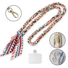 Cordão de Pescoço para celular Cetim 55cm - Vermelho Branco