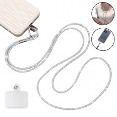 Cordão de Pescoço para celular com Strass 60cm - Prata