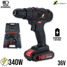 Parafusadeira e Furadeira Portátil sem fio com 2 Baterias 36V  XC-FU-36 X-Cell