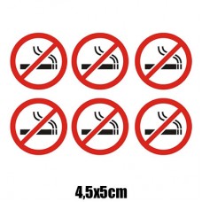 Placa Informativa Adesiva Proibido Fumar c/ 6 Unidades 4,5x5cm S254 Acesso