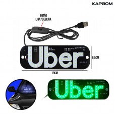 Placa LED Luminosa Uber 19x6,5cm USB KA-1129 Kapbom - Verde