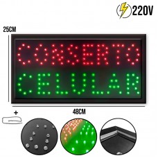 Placa de LED Luminosa 48x25cm 220V Conserto Celular LE-3008 Lelong