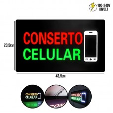 Placa de LED Luminosa 43,5x23,5cm Bivolt Conserto Celular LE-4004 Lelong