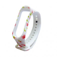 Pulseira Silicone Xiaomi Mi Band 3/Mi Band 4 - Floral Branca