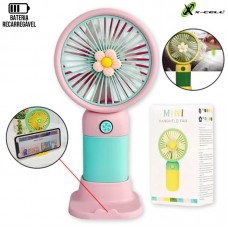 Mini Ventilador Portátil Recarregável VP-09 X-Cell - Rosa Azul