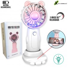 Mini Ventilador Portátil Recarregável VP-33 X-Cell - Branco Rosa