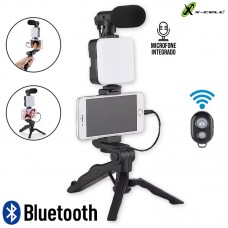 Kit Youtuber Tripé Suporte Led E Mic Bluetooth XC-AY-49 X-Cell