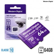 Cartão de Memória Micro SD 64GB Classe 10 32TBW Western Digital