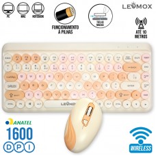 Kit Teclado + Mouse sem Fio LEY-176A Lehmox - Areia