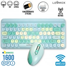 Kit Teclado + Mouse sem Fio LEY-176A Lehmox - Azul