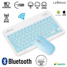 Kit Teclado + Mouse sem Fio LEY-176B Lehmox - Azul