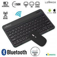 Kit Teclado + Mouse sem Fio LEY-176B Lehmox - Preto