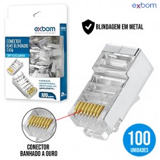 Conector RJ45 Blindado Cat5 com 100un CONT-RJ45M100 Exbom