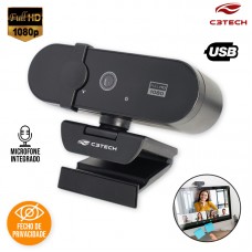 Webcam Full HD 1080p com Microfone Embutido USB WB-150BK C3 Tech Preto