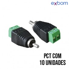Adaptador RCA Macho com Borne CFTV Pct com 10 Unidades Exbom
