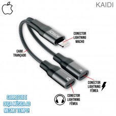 Cabo Adaptador Lightning x Lightning Duplo KD-217 Kaidi