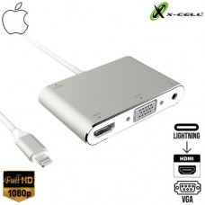 Adaptador Lightning x HDMI VGA Áudio XC-ADP-20 X-Cell