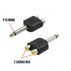 Adaptador P10 Mono Macho x 2 Rca Fêmea LE-5559 It Blue
