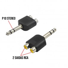 Adaptador P10 Stéreo Macho x 2 Rca Fêmea LE-5560 It Blue