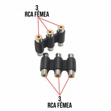 Adaptador Emenda 3 RCA Fêmea X 3 RCA Fêmea LE-5583 It Blue