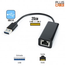 Cabo Adaptador USB 3.0 x RJ45 ADP-USBLAN1000BK Plus Cable
