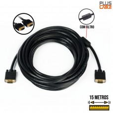 Cabo VGA 15m com Filtro PC-MON15001 Plus Cable Preto
