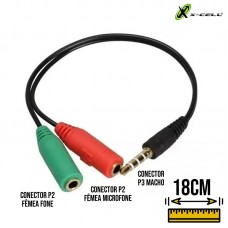 Cabo Adaptador 1 P3 x 2 P2 18cm XC-ADP-14 X-Cell