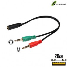 Cabo Adaptador P3 Fêmea x 2 P2 Macho XC-ADP-21 X-Cell