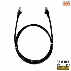 Cabo de Rede Cat5E 2,5m PC-ETHU25BK Plus Cable - Preto