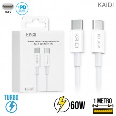 Cabo Tipo C 1m Turbo PD 60W KD-02C Kaidi - Branco