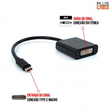 Cabo Adaptador Tipo C x DVI ADP-301BK Plus Cable