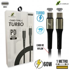 Cabo Tipo C 1m Turbo PD 60W XC-CD-115-P X-Cell - Preto