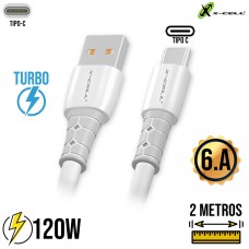 Cabo Tipo C 2m Turbo 120W XC-CD-140 X-Cell - Branco
