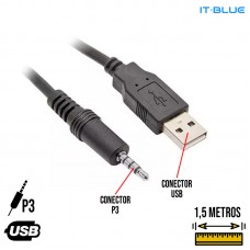 Cabo Adaptador P3 x USB 1m LE-1004 It Blue - Preto