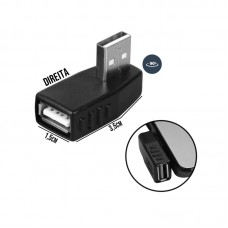 Adaptador USB 90° Macho x Fêmea Saída para Direita