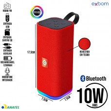 Caixa de Som Bluetooth 10W RGB CS-M33BTL Exbom - Vermelha