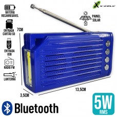 Caixa de Som Rádio Bluetooth 5W Retrô K-01 X-Cell - Azul