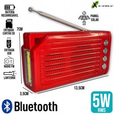 Caixa de Som Rádio Bluetooth 5W Retrô K-01 X-Cell - Vermelha