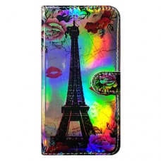 Capa Book Cover para Samsung Galaxy A70 - Efeito Metalizado Eiffel Floral