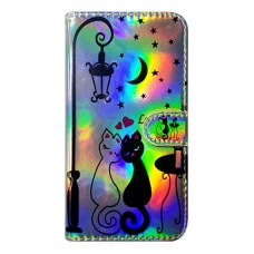 Capa Book Cover para Samsung Galaxy A70 - Efeito Metalizado Gatinhos Luar