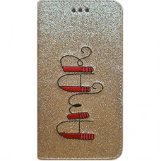Capa Book Cover para Motorola Moto G6 Plus - Gliter Amar Dourada