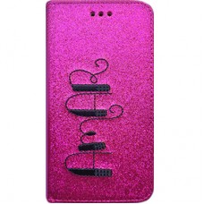 Capa Book Cover para Motorola Moto G6 Plus - Gliter Amar Pink