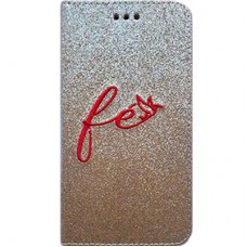 Capa Book Cover para Motorola Moto G6 Plus - Gliter Fé Dourada