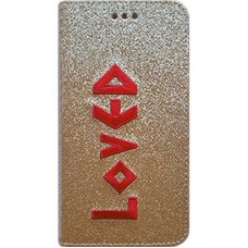 Capa Book Cover para Motorola Moto G6 Plus - Gliter Loved Dourada