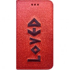 Capa Book Cover para Motorola Moto G6 Plus - Gliter Loved Vermelha