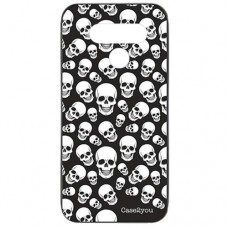Capa para LG K50s Case2you - Escovada Preta Caveiras Brancas