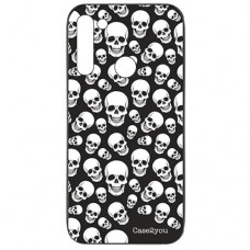 Capa para Motorola Moto G8 Case2you - Escovada Preta Caveiras Brancas