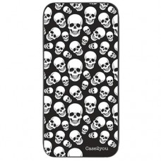 Capa para Samsung Galaxy A21 Case2you - Escovada Preta Caveiras Brancas