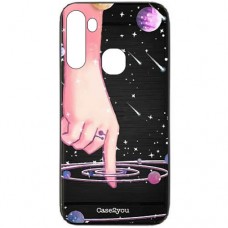 Capa para Samsung Galaxy A21 Case2you - Escovada Preta Toque Universo
