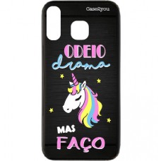 Capa para Samsung Galaxy A40 Case2you - Escovada Preta Odeio Drama